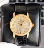 NEW! Swiss Grade Vacheron Constantin Traditionnelle Ultra-Thin 33mm Watch Iced Out Gold Case